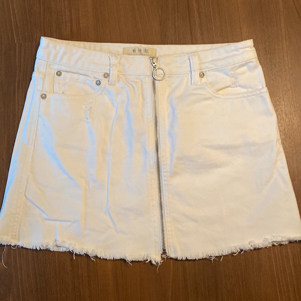 Free people white zip up skirt size 28